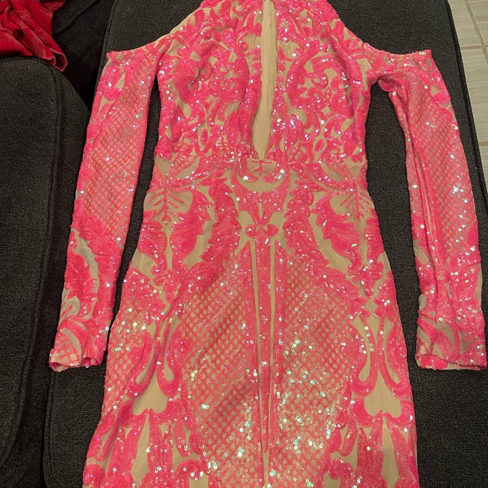 Banjul Pink Sequin Long Sleeve Dress